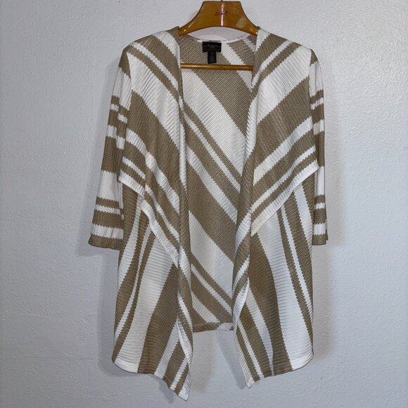 Chico’s Travelers 2 Pc Set Jacket & Tank Beige‎ White Striped Size 0 & 1 / Small - Picture 10 of 13